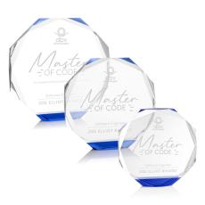 Acadian Blue Polygon Crystal Trophy - Diamond Trophies