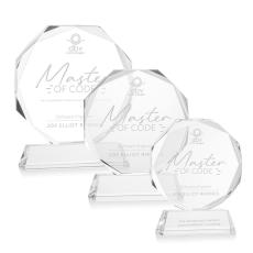 Acadian on Helton Base Clear Polygon Crystal Trophy - Diamond Trophies