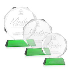 Acadian on Helton Base Green Polygon Crystal Trophy - Crystal Trophies