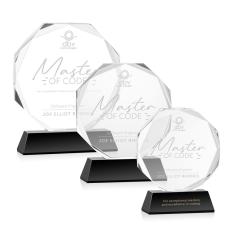 Acadian on Helton Base Black Polygon Crystal Trophy - Diamond Trophies