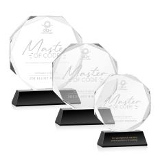 Acadian on Helton Base Black Polygon Crystal Trophy - Crystal Trophies