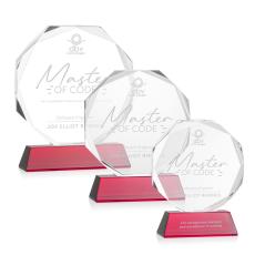 Acadian on Helton Base Red Polygon Crystal Trophy - Diamond Trophies