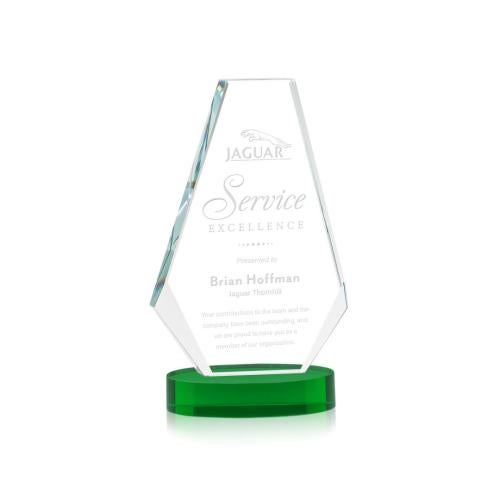 Awards and Plaques - Crystal Trophies - Mcleod on Alberton Base Green Polygon Crystal Trophy