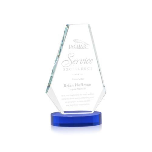 Awards and Plaques - Crystal Trophies - Mcleod on Alberton Base Blue Polygon Crystal Trophy