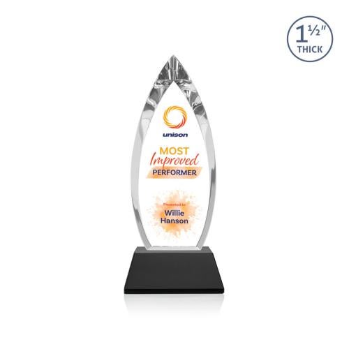 Awards and Plaques - Crystal Trophies - Fortier Full Color on Pruitt Base Black Peaks Crystal Trophy