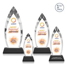 Fortier Full Color on Pruitt Base Black Tear Drop Crystal Trophy - Crystal Trophies