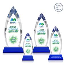 Fortier Full Color on Pruitt Base Blue Tear Drop Crystal Trophy - Crystal Trophies