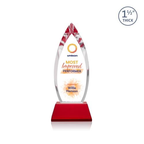 Awards and Plaques - Crystal Trophies - Fortier Full Color on Pruitt Base Red Peaks Crystal Trophy