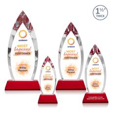 Fortier Full Color on Pruitt Base Red Peaks Crystal Trophy - Crystal Trophies