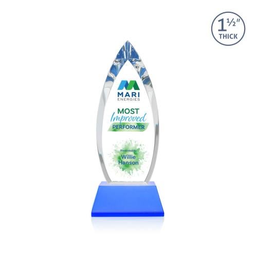 Awards and Plaques - Crystal Trophies - Fortier Full Color on Pruitt Base Sky Blue Peaks Crystal Trophy