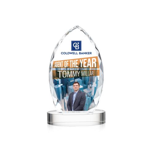 Awards and Plaques - Crystal Trophies - Grossman Full Color on Alberton Base Clear Peaks Crystal Trophy