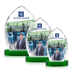 Grossman Full Color on Alberton Base Green Peaks Crystal Trophy - Custom Trophies