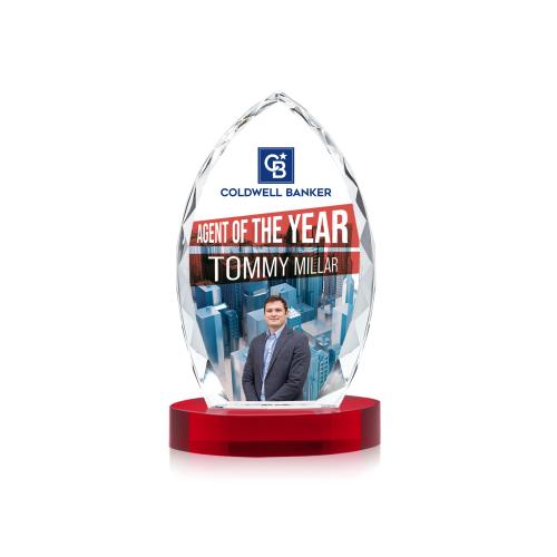 Awards and Plaques - Crystal Trophies - Grossman Full Color on Alberton Base Red Peaks Crystal Trophy