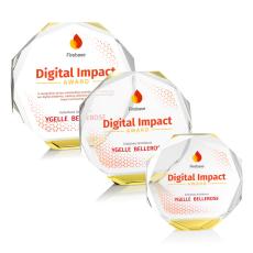 Acadian Full Color Gold Polygon Crystal Trophy - Custom Trophies