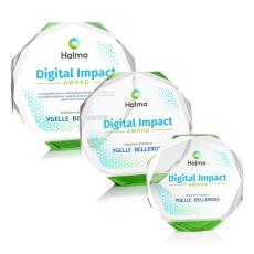 Acadian Full Color Green Polygon Crystal Trophy - Custom Trophies