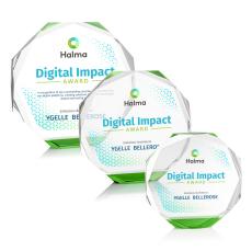 Acadian Full Color Green Polygon Crystal Trophy - Crystal Trophies