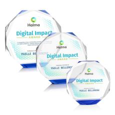 Acadian Full Color Blue Polygon Crystal Trophy - Custom Trophies