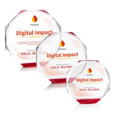 Acadian Full Color Red Polygon Crystal Trophy - Crystal Trophies