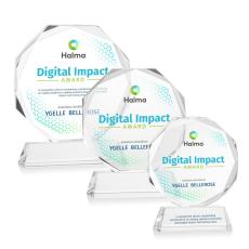 Acadian Full Color on Helton Base Clear Polygon Crystal Trophy - Custom Trophies