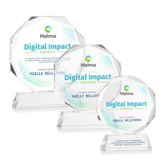 Acadian Full Color on Helton Base Clear Polygon Crystal Trophy - Crystal Trophies