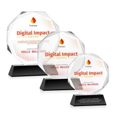 Acadian Full Color on Helton Base Black Polygon Crystal Trophy - Custom Trophies