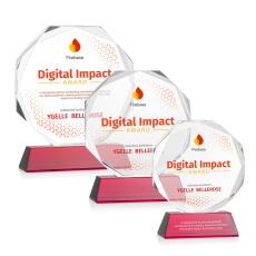 Acadian Full Color on Helton Base Red Polygon Crystal Trophy - Diamond Trophies