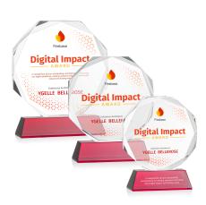 Acadian Full Color on Helton Base Red Polygon Crystal Trophy - Crystal Trophies