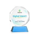 Acadian Full Color on Helton Base Sky Blue Polygon Crystal Trophy