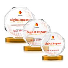 Acadian Full Color on Alberton Base Amber Polygon Crystal Trophy - Diamond Trophies