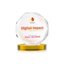 Acadian Full Color on Alberton Base Gold Polygon Crystal Trophy