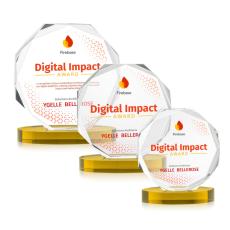 Acadian Full Color on Alberton Base Gold Polygon Crystal Trophy - Diamond Trophies