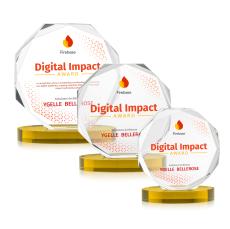 Acadian Full Color on Alberton Base Gold Polygon Crystal Trophy - Crystal Trophies