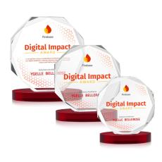 Acadian Full Color on Alberton Base Red Polygon Crystal Trophy - Diamond Trophies