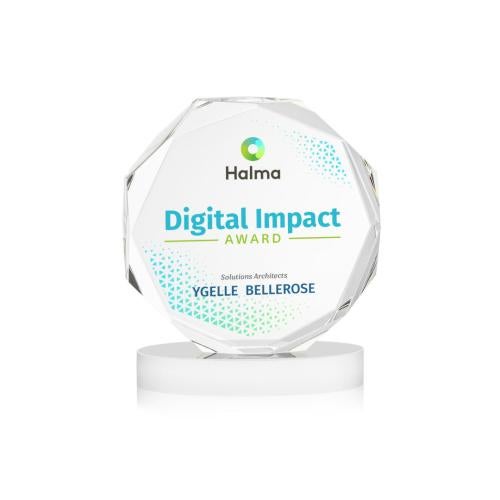 Awards and Plaques - Crystal Trophies - Acadian Full Color on Alberton Base Fagan Polygon Crystal Trophy