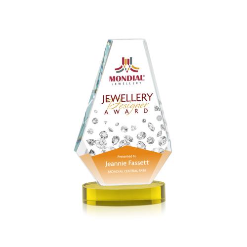 Awards and Plaques - Crystal Trophies - Mcleod Full Color on Alberton Base Gold Polygon Crystal Trophy