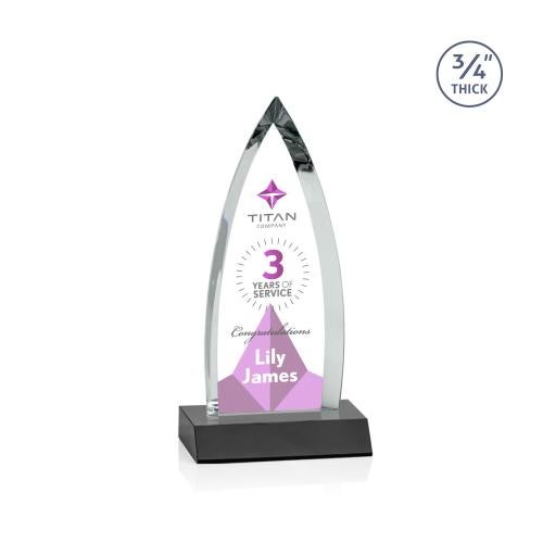 Awards and Plaques - Crystal Trophies - Valdes Full Color Black Crystal Trophy
