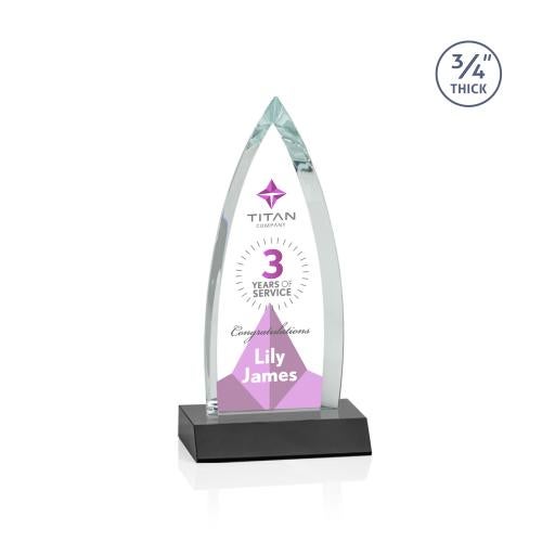 Awards and Plaques - Crystal Trophies - Valdes Full Color Black Peaks Crystal Trophy