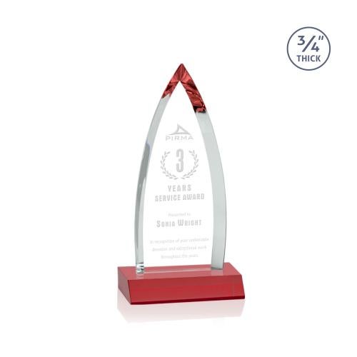 Awards and Plaques - Crystal Trophies - Valdes Red Crystal Trophy
