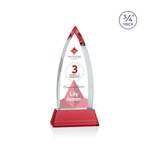 Awards and Plaques - Crystal Trophies - Valdes Full Color on Helton Red Crystal Trophy