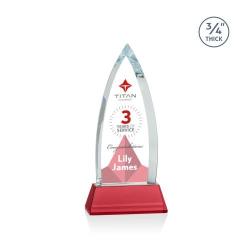 Awards and Plaques - Crystal Trophies - Valdes Full Color on Helton Red Peaks Crystal Trophy