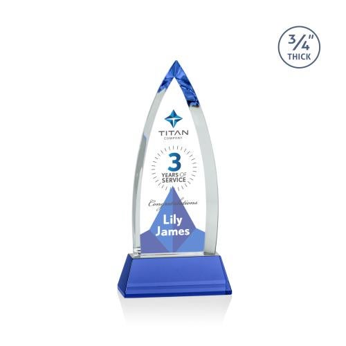 Awards and Plaques - Crystal Trophies - Valdes Full Color on Helton Blue Crystal Trophy