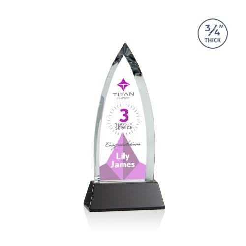 Awards and Plaques - Crystal Trophies - Valdes Full Color on Helton Black Crystal Trophy