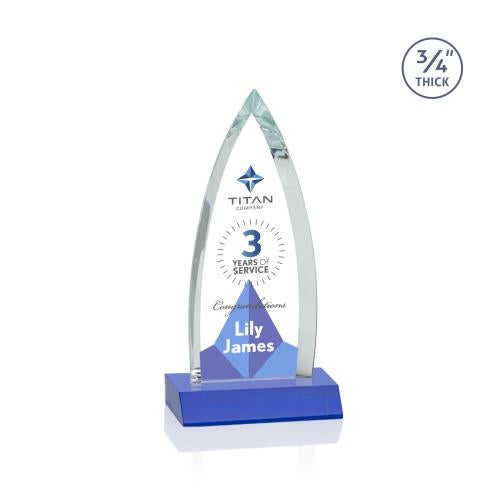 Awards and Plaques - Crystal Trophies - Valdes Full Color Blue Peaks Crystal Trophy
