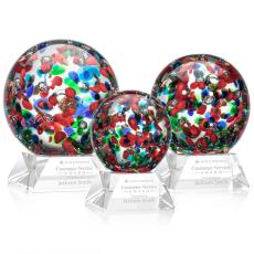 Knapp on Cahill Base Clear Globe Glass Trophy - Art Glass Trophies