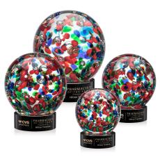 Knapp on Lockwood Base Black Globe Glass Trophy - Glass Trophies