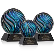 McCray on Cahill Base Black Globe Glass Trophy - Glass Trophies