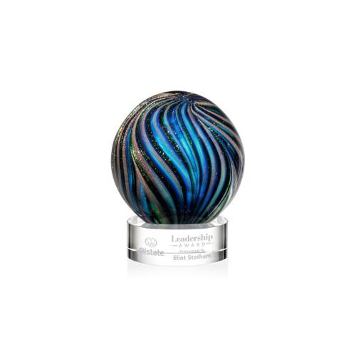 Awards and Plaques - Glass Trophies - Art Glass Trophies - McCray on Lockwood Base Clear Globe Glass Trophy