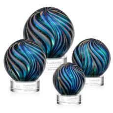 McCray on Lockwood Base Clear Globe Glass Trophy - Art Glass Trophies