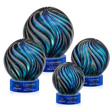 McCray on Lockwood Base Blue Globe Glass Trophy - Glass Trophies