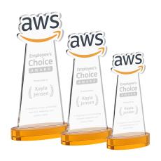 EdgeCraft on Alberton Base Amber (via Air) Unique Crystal Trophy - Crystal Trophies